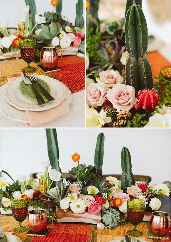 decoration table mariage original theme cactus